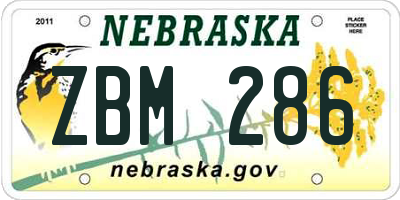 NE license plate ZBM286