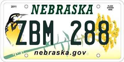 NE license plate ZBM288