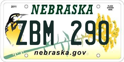 NE license plate ZBM290