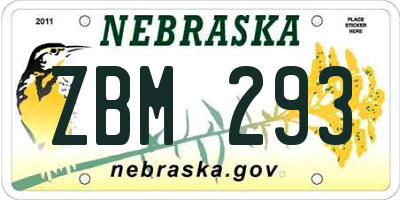 NE license plate ZBM293