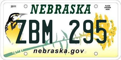 NE license plate ZBM295