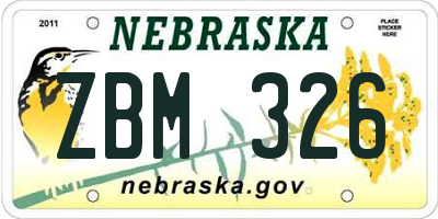 NE license plate ZBM326