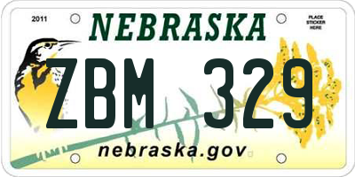 NE license plate ZBM329