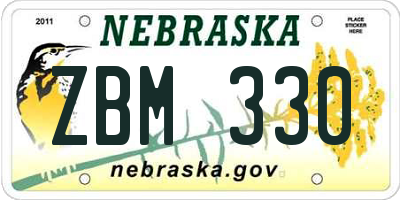 NE license plate ZBM330