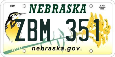 NE license plate ZBM351