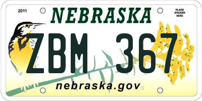 NE license plate ZBM367