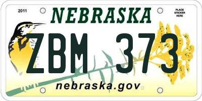 NE license plate ZBM373