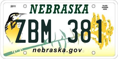 NE license plate ZBM381