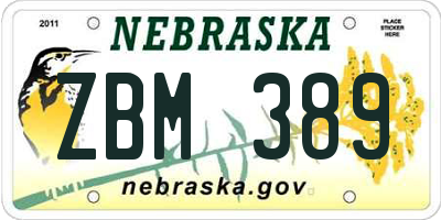NE license plate ZBM389