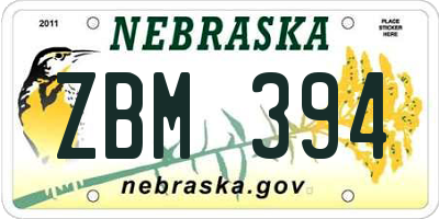 NE license plate ZBM394