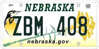 NE license plate ZBM408