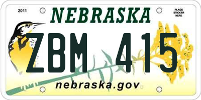 NE license plate ZBM415