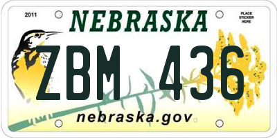 NE license plate ZBM436