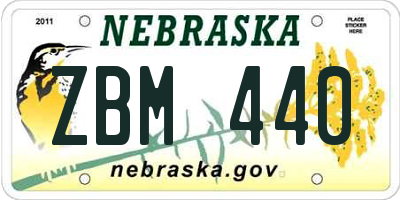 NE license plate ZBM440