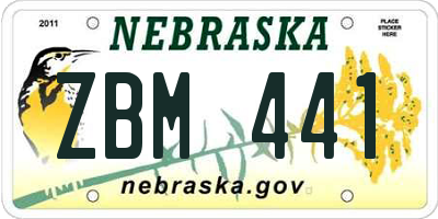 NE license plate ZBM441