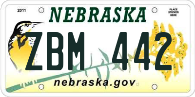 NE license plate ZBM442