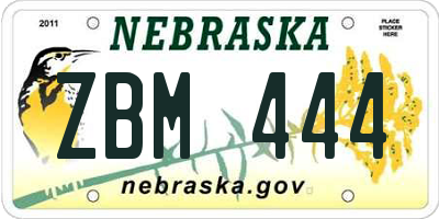 NE license plate ZBM444