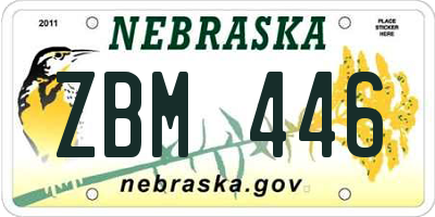 NE license plate ZBM446
