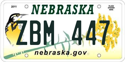 NE license plate ZBM447