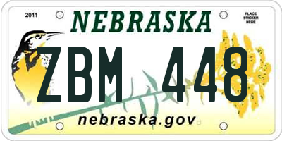 NE license plate ZBM448