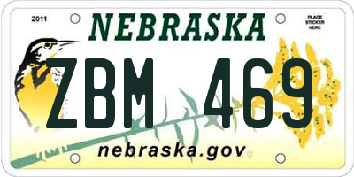 NE license plate ZBM469