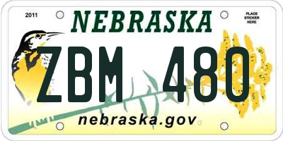 NE license plate ZBM480