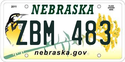NE license plate ZBM483