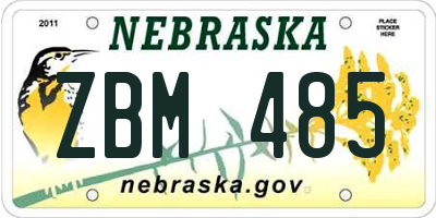 NE license plate ZBM485