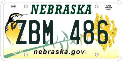 NE license plate ZBM486