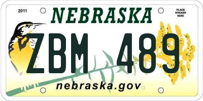 NE license plate ZBM489