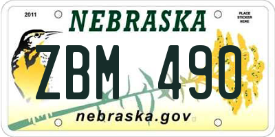 NE license plate ZBM490