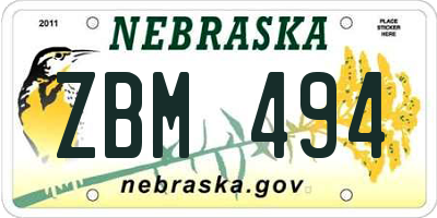 NE license plate ZBM494