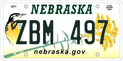 NE license plate ZBM497