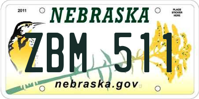 NE license plate ZBM511