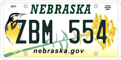 NE license plate ZBM554