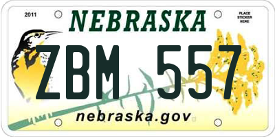 NE license plate ZBM557