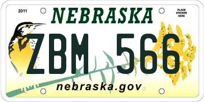 NE license plate ZBM566