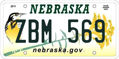 NE license plate ZBM569