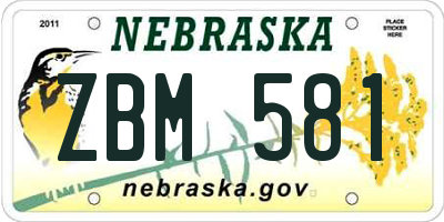 NE license plate ZBM581