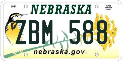 NE license plate ZBM588