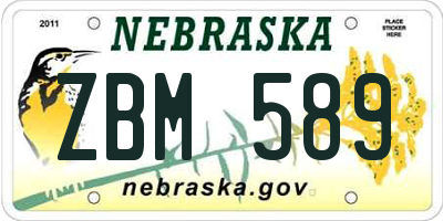 NE license plate ZBM589