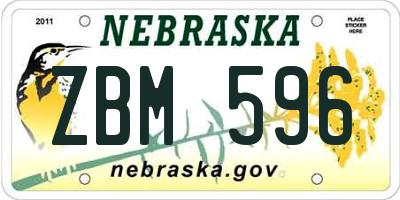 NE license plate ZBM596