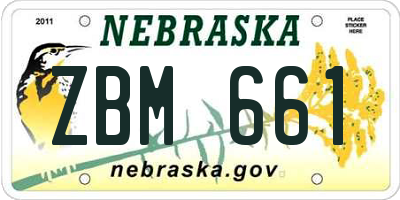 NE license plate ZBM661