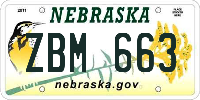 NE license plate ZBM663