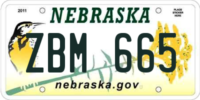 NE license plate ZBM665