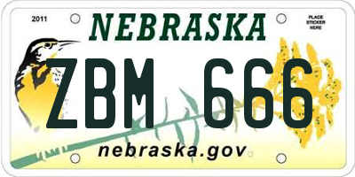 NE license plate ZBM666