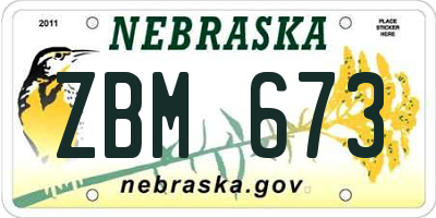 NE license plate ZBM673