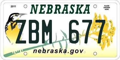 NE license plate ZBM677