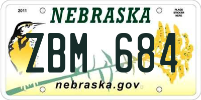 NE license plate ZBM684