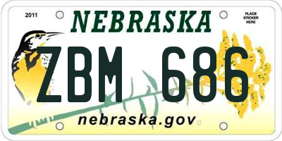 NE license plate ZBM686